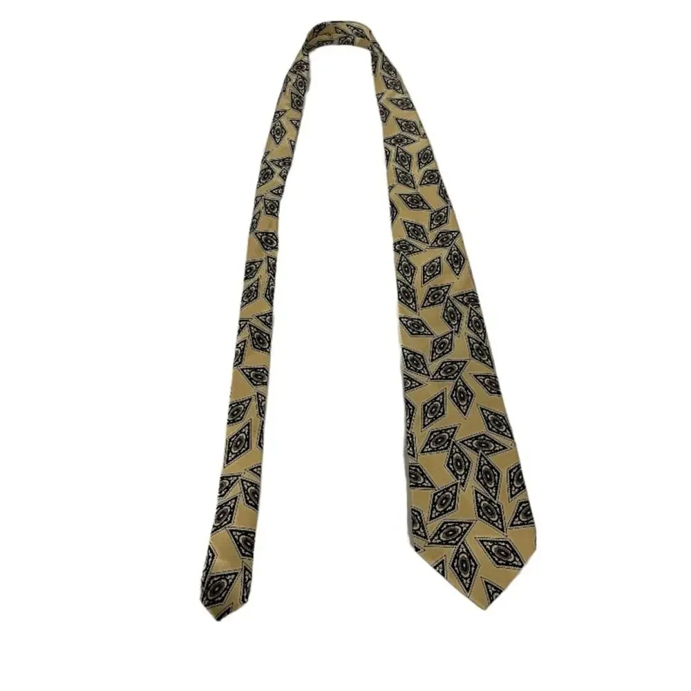 Oscar de‎ la Renta Silk Cream Triangle Geometric Print Tie